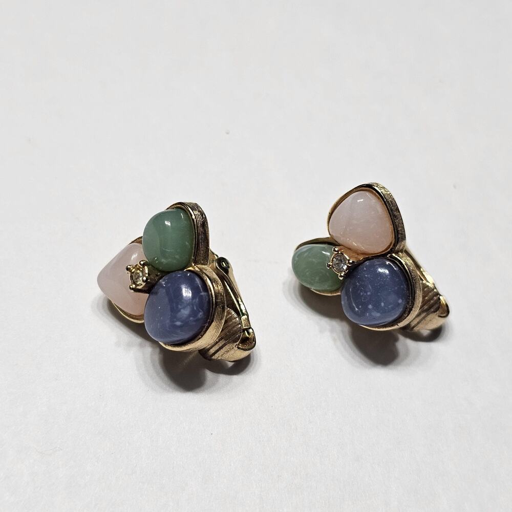 Vintage 1982 Avon "Tourmaline Impressions" Clip-on Earrings – Pastel Cabochons